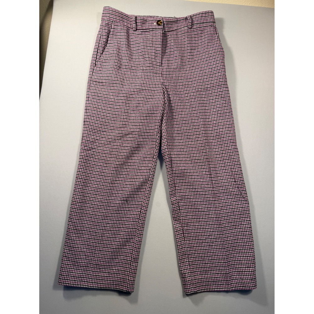 Ann Taylor Purple Houndstooth Wool Blend Straight Leg Pants Size 10